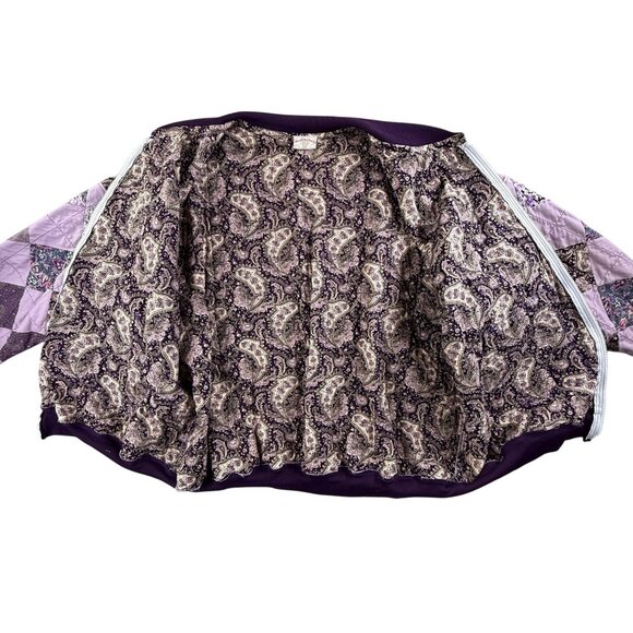 Vintage Patchwork Quilted Bomber Jacket Womens 2X Paisley Floral Handmade 90s - Picture 3 of 16